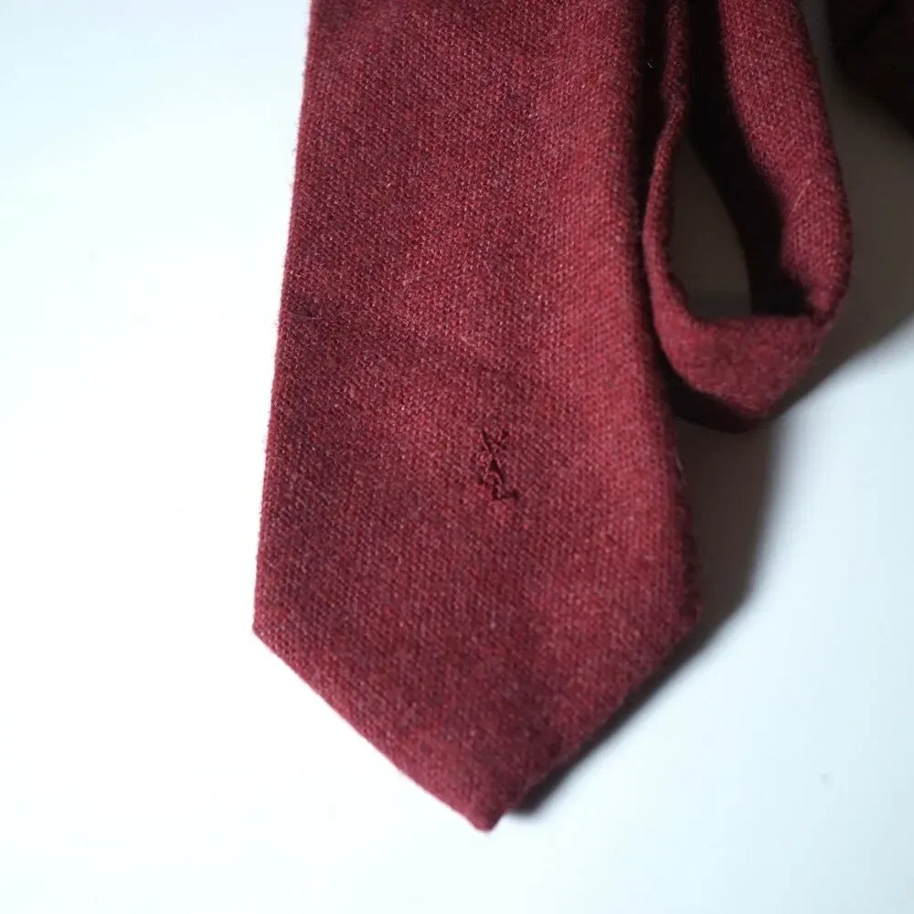 Yves Saint Laurent Vintage Heather Mist Neck Tie Italy Red Monogram Logo